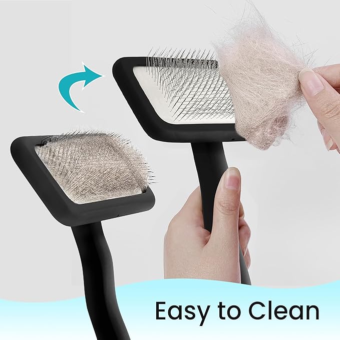 Fenice Peak Slicker Brush for Dogs Black Wooden Dog Brush Pet Comb for Poodles Goldendoodles Easy to Remove Tangles Dirt and Loose Hair Professional Dog Grooming Brush