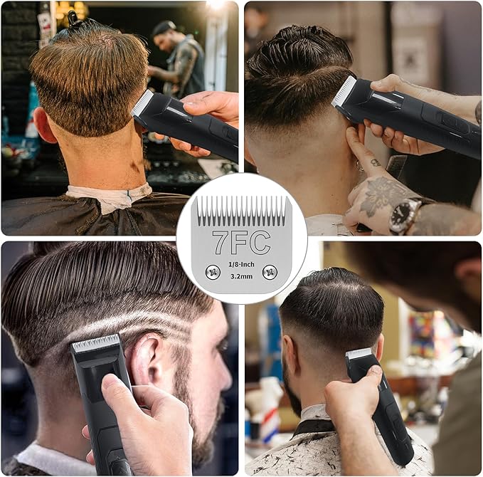 7FC Detachable Pet Clipper Replacement Blades Compatible with Andis/Oster A5/Wahl KM10 Series Dog Clipper,Made of Ceramic Blade & Stainless Steel Blade,Size 7FC Cut Length 1/8-Inchï¼2 Packï¼