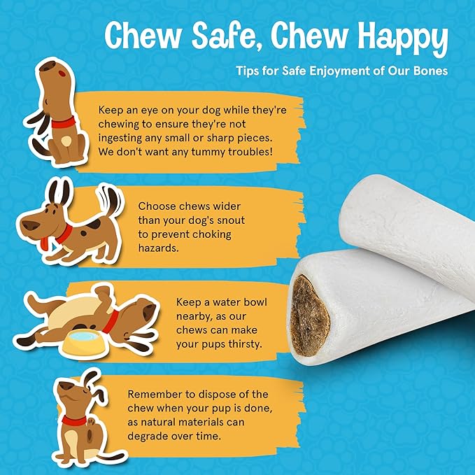 Peanut Butter Stuffed Dog Bones - 5-6 Inch Long Dog Treats - Natural Stuffed Dental Dog Bone Treats for Dogs - 3 Pack