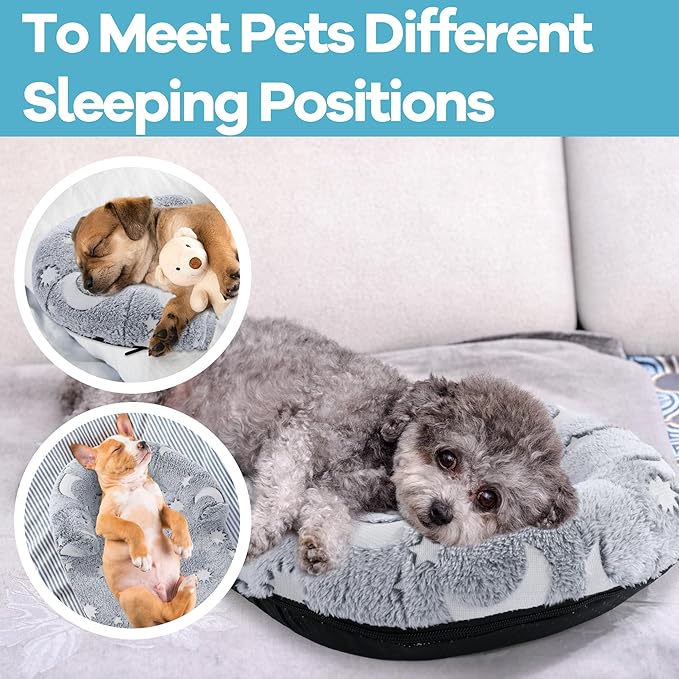 MABOZOO Dog Bolster Pillow, Glow in The Dark Dog Calming Pillow Dog Neck Pillow with Washable Cover, Dog Bed Pillow Pet Pillow for Large, Medium Dog & Cat (16 * 10 in)