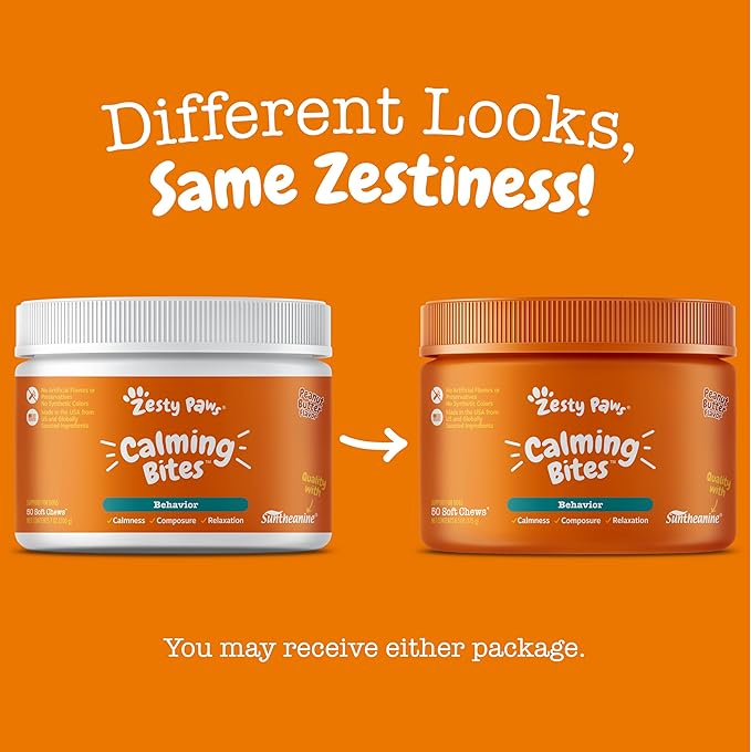 Zesty Paws Calming Chews for Dogs - for Everyday Stress, Relaxation, Composure, and Separation Peanut Butter 50 Count