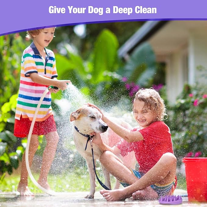 Dog Bath Brush, 4 PCS Dog Brush for Bathing, Dog Shampoo Grooming Brush for Short & Long Haired Dogs, Soft Pet Rubber Shedding Brush, Dog Washing Brush Scrubber for Soothing Massage