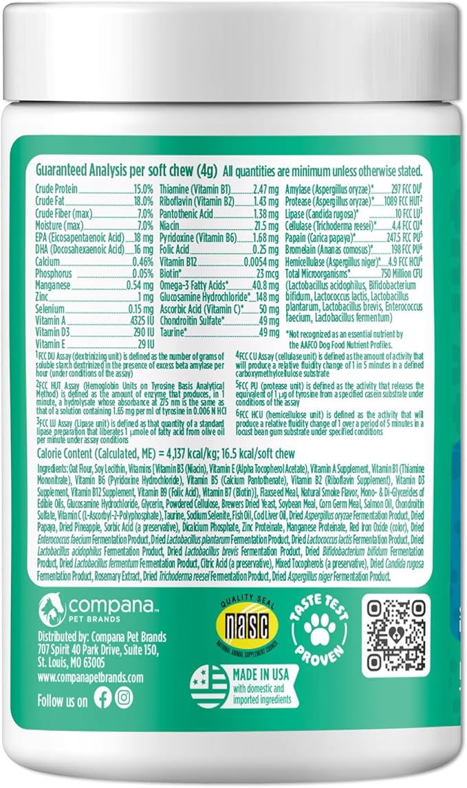 Doggie Dailies Senior Essentials Multivitamin for Dogs Soft Chews | Advanced Dog Multivitamin | Nutritional Support for Joints, Skin & Coat, Digestion, and the Immune System | Bacon Flavor | 120 Count