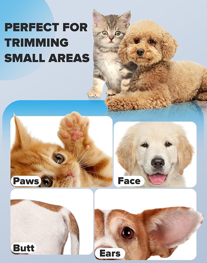 Dogs Paw Trimmer, 2 Speed Low Noise Dog Clippers for Grooming, Cordless Rechargeable Dog Hair Trimmer with LED Light, Widen Blade Cat Pet Hair Shaver for Paws, Eyes, Ears, Face, Rump (Black)