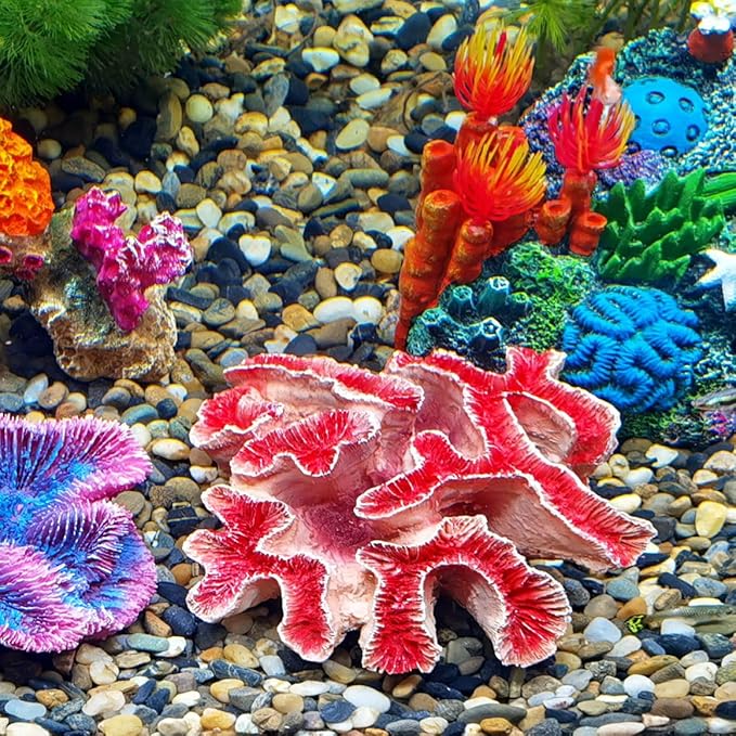Fish Tank Decoration Coral Aquarium Decoration Simulation Coral Decoration Fighting Fish Dodge Cave Betalie Fish Home Colorful Coral Mountain (Large Orange Coral)
