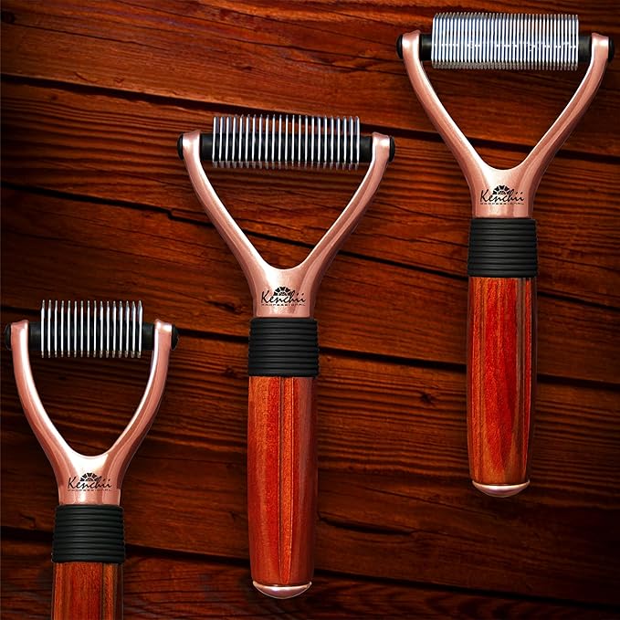 Kenchii Luxury Pet Grooming Rake - Enhance Your Pet's Coat with Precision - Dematting Undercoat Rake for Dogs, Cats - Dog Brush for Shedding
