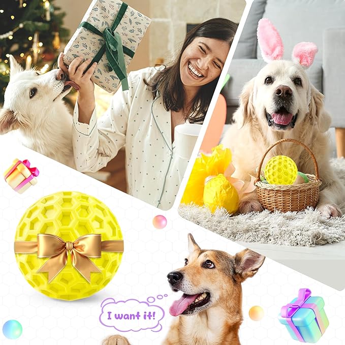Squeaky Dog Toys for Aggressive Chewers, Indestructible Dog Balls for Aggressive Chewers, Squeaky Balls for Dogs,Interactive Dog Toys for Large Dogs,Funny Dog Squeaky Ball Heavy Duty Dog Toy