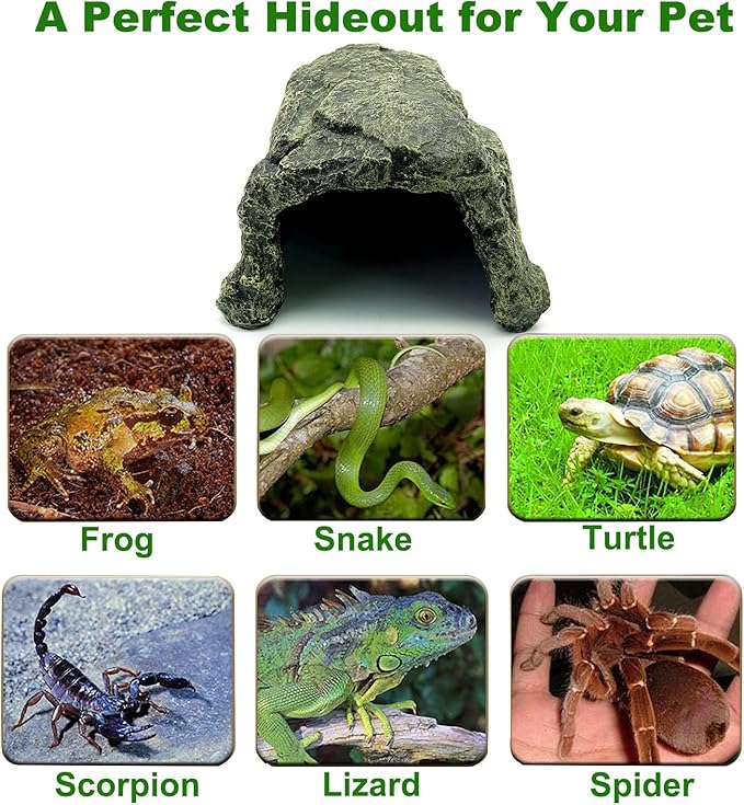 Besimple Aquarium Fish Hide Cave Decoration, Reptile Rock Hideouts Stone Cave Hide House Fish Tank Aquarium Accessories for Betta Shrimp Turtle Amphibians Small Lizards(Rock Hide Cave)