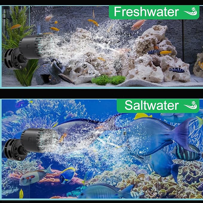 Aquarium Wave Maker -1050 GPH Power Heads with Magnetic Suction Base, Ultra-Quiet 360 Degree Rotating Submersible Aquarium Powerhead for 20-60 Gal Saltwater & Freshwater Fish Tanks