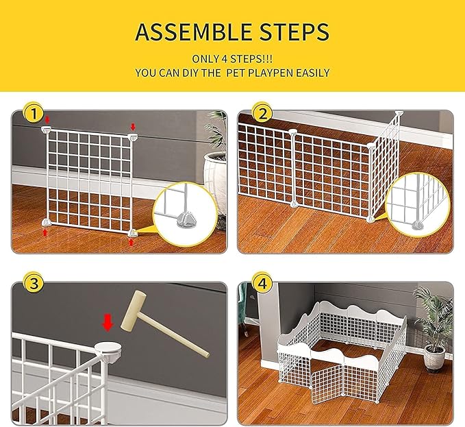 Dog Playpen Indoor with Door, 18 Panel DIY Puppy Play Pen Portable Metal Wire Yard Fence Small Animal Exercise Cage for Small-Sized Dog,Puppy, Rabbit, Guinea Pigs, Turtle,Ferret.