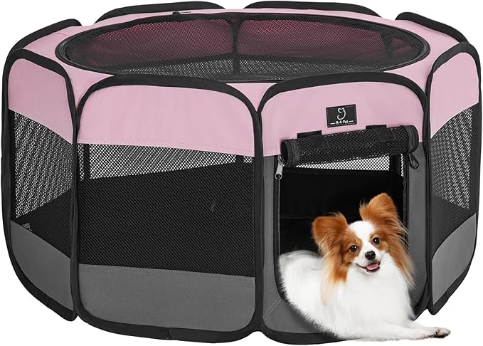 A 4 Pet Portable Cat Play Pen for Cats, 27" Foldable Kitten Playpen for Puppy/Cat/Rabbit/Chick, with Removable Zipper Top & Mesh Panel(11_ _ 7.5_)