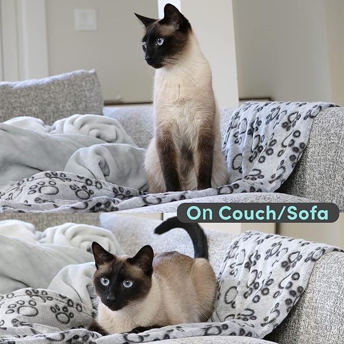 Stuffed Premium Soft Dog Blanket, with Flannel Grey Cute Paw Print, 24 * 32 inches, Cat Blanket Puppy Pads Supplies Dog Products Stuff Essentials