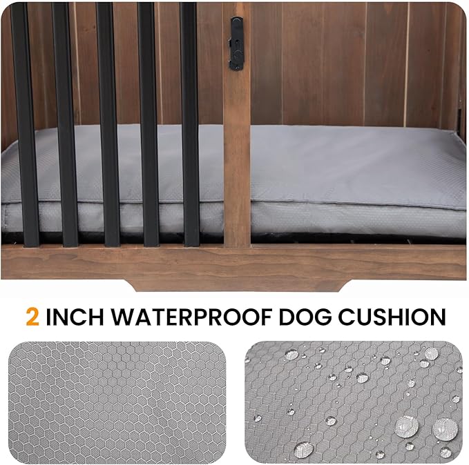 Wooden Dog Crate Furniture,Foldable and Portable Dog Kennel Furniture Indoor,Decorative Dog Crate End Table No Assembly.(Large,Maroon)