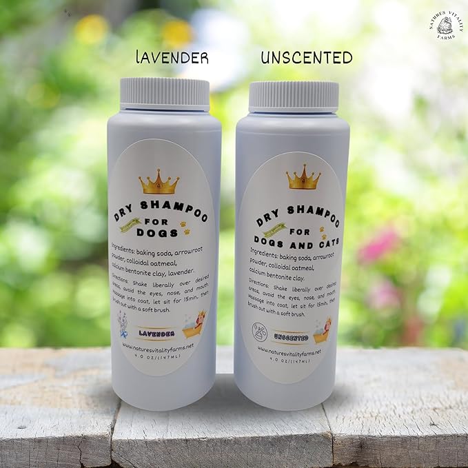 U.S.A. Dry Dog Shampoo - Natural Deodorizing Powder - Itchy Sensitive Skin Allergies - Stinky Odors - Waterless for Cats (Lavender)