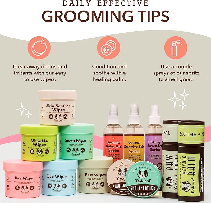 Natural Dog Company Grooming Wipes with Aloe Vera, Cleanses, Soothes, & Deodorizes, Fragrance Free, Hypoallergenic, Biodegradable - Dog Wipes for Ear, Paws, Face and Butt (50 ct)