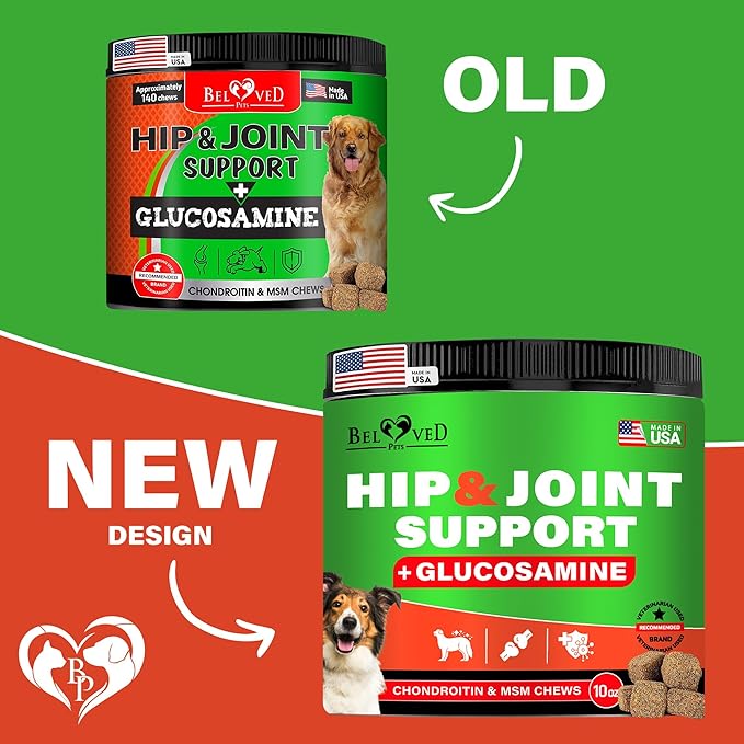 Dog Hip and Joint Supplement & Arthritis Pain Relief Treats - Glucosamine Chondroitin MSM Soft Chews for Senior Dogs - Natural Medicine & Support Mobility - Turmeric Vitamins for Dysplasia - USA