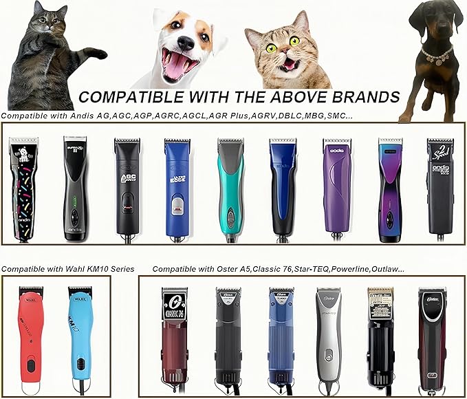 7F Dog Clipper Blade: Titanium Coated SK2 Steel, Universal Fit for Andis, Oster A5, Wahl KM - 1/8" Cut for Dogs & Cats