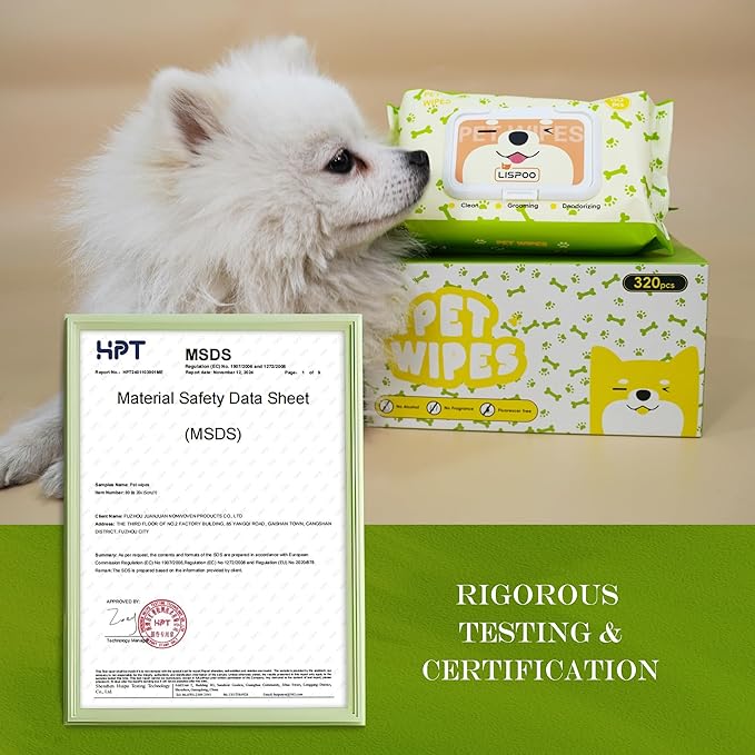 Unscented Hypoallergenic Pet Wipes - Deodorizing Cleaning Wipes for Dogs & Cats, Alcohol-Free & pH Balanced, Thick & Large Wipes for Paws, Body, Bum & Face, 80 Count