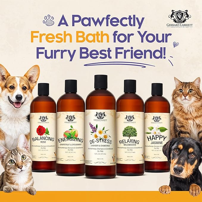 Dog Shampoo and Conditioner Happy Jasmine 16 Fl Oz - Dog Shampoo Itchy Skin Relief, Aromatherapy Natural Dog Shampoo for Smelly Dogs with Aloe Vera & Oatmeal Shampoo for Dogs by Gerrard Larriett