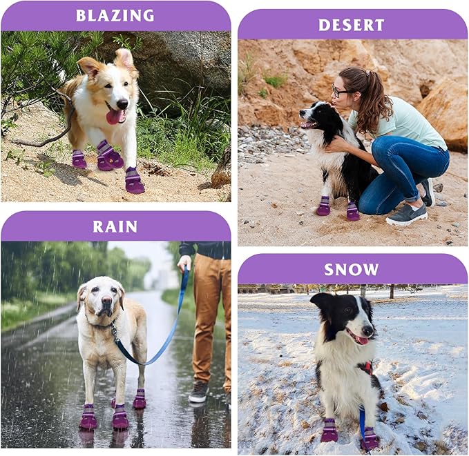 Dog Shoes for Large Medium Small Dog, Mesh Breathable Dog Shoes for Hot Pavement, Anti-Slip Dogs Boots Paw Protectors with Reflective for Outdoor Walking Indoor Hardfloors (Size 7)