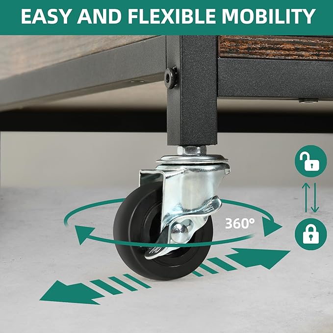 YITAHOME 39" Dog Crate Furniture with Wheels, Farmhouse Decorative Wood Dog Cage End Table Chew-Resistant Wooden Dog Kennel Indoor for Small Dogs, Rustic Brown