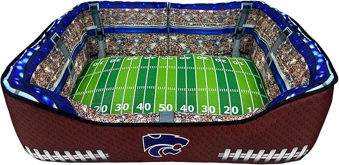NCAA Kansas State Wildcats Stadium Dog Bed, Pet Pillow Bed for Dogs, Sporty Football Dog Bed and Lounge Cushion