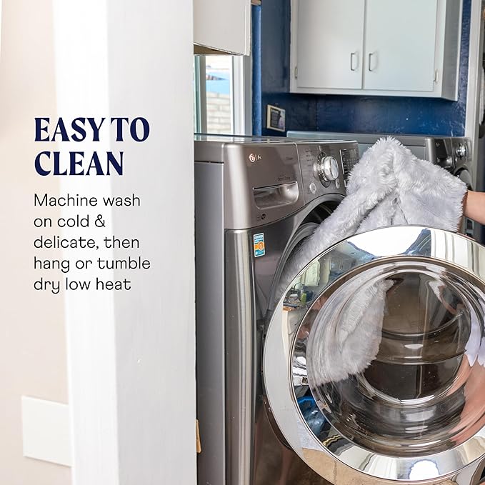 PupProtector Waterproof Throw Blanket for Dogs and Cats, Pet Blanket Cover for Couches, Sofas, Beds, Car Seats, Furniture, Calming Soft Faux Fur, White with Brown Accents, Original (60" L x 50" W)