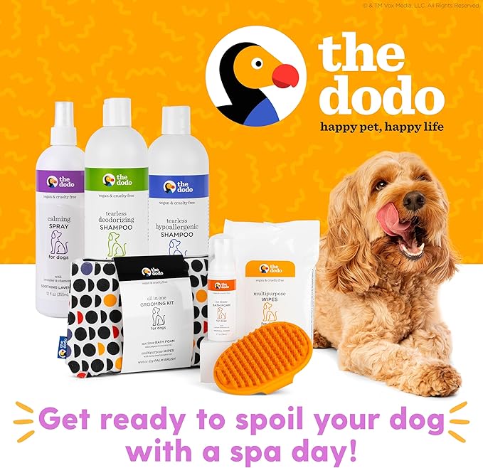 The Dodo Calming Shampoo & Spray for Dogs Twin Pack; 12oz Calming Dog Shampoo + 12oz Calming Dog Spray with Lavender and Chamomile; Vegan, Cruelty-Free, No DEA, MEA, SLS or Parabens