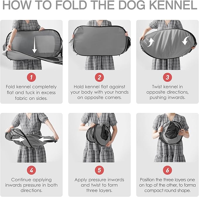 Love's cabin 42in Portable Large Dog Bed - Pop Up Dog Kennel, Indoor Outdoor Crate for Pets, Portable Car Seat Kennel, Cat Bed Collection, Grey