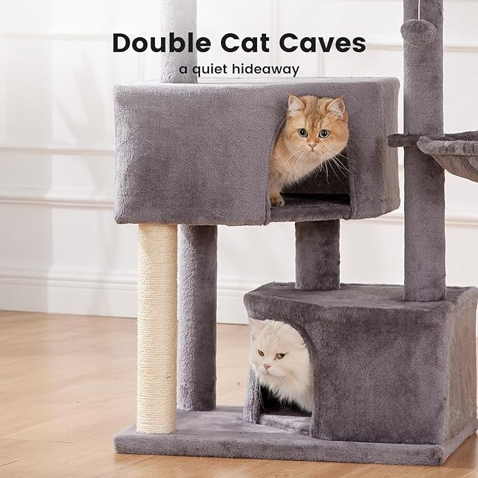 Gardner Pet 41" Tall Cat Tree for Medium Large Cats, Heavy Duty Cat Tower with 2.8in Posts & Washable Top Perches, Space-Saving Cat Furniture for Apartments, Easy to Assembly