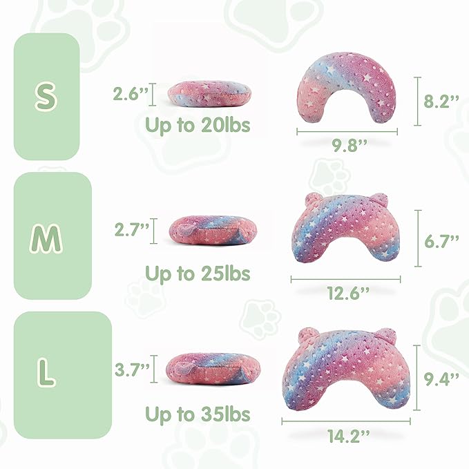 Dog Pillows for Medium Dogs, Glow in The Dark Soft Dog Neck Pillow, U-Shaped Pillow for Cat and Dog, Machine Washable Dog Toy & Dog Birthday Gift (Glow Pink, M)