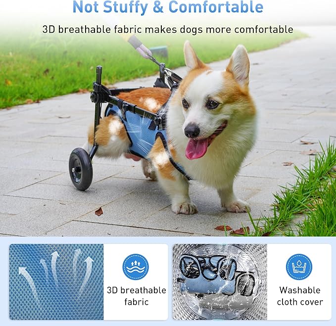 Dog Wheelchair for Back Legs, Dog Wheelchair Cart Doggy Wheelchair with Disabled Hind Legs Walking Mobility Aids for Small Pets Hind Limbs Dog Carts with Wheels Light Weight
