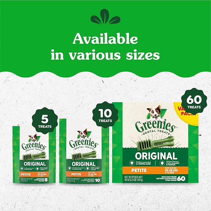 Greenies Original Petite Dental Dog Treats, 36 oz. Pack (60 Treats)