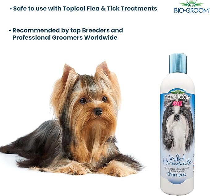 Bio-groom Wild Honeysuckle Dog Shampoo – Natural Scent Pet Shampoo, Aloe Vera, Chamomile, Cat & Dog Bathing Supplies, Puppy Wash, Cruelty-Free, Made in USA, Quick Rinse Cat Shampoo – 12 fl oz 1-Pack