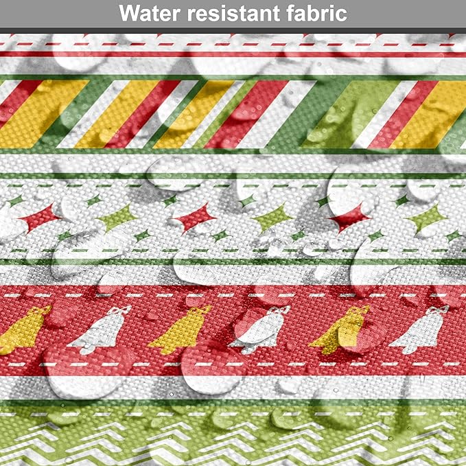 Ambesonne Christmas Dog Crate Cover, Traditional Winter Seasonal Borders Stars Bells Trees Stripes Print, Easy to Use Pet Kennel Cover for Small Dogs Puppies Kittens, 22 Inch, Lime Green