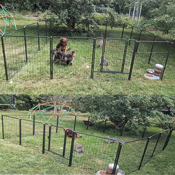Dog Playpen, Dog Fences for The Yard, Portable Outdoor Dog Playpen for Large/Medium/Small Dogs, Foldable Metal Dog playpen, with Doors (New Thickened Version 8 Panels, 32")