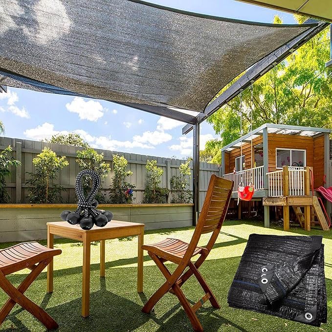 Dog Kennel Shade Cover 90% Sunblock Shading Cloth Net Mesh Tarp 10x10 ft for Outdoor Large Pet Crate with 12 Ball Bungee Cords
