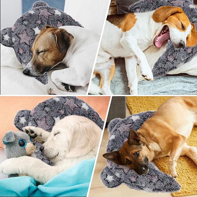 Pet Calming Pillow for Dogs, Soft U-Shaped Pillow, Joint Relief, Sleep Comfortably, Suit for Small, Medium, Large Dogs, Fluffy Pet Neck Pillow (M-Black Pink)