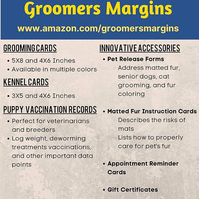Dog Groomer Matted Fur and Dog Brushing Care Cards (100 pack, 3.5" X 2") Addresses hematomas, mats, combing, and shaving matts White