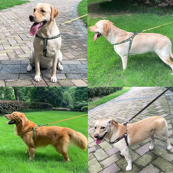 Dog Harness, No Pull, Reflective, Adjustable, XL, Black for Medium/Large Dogs