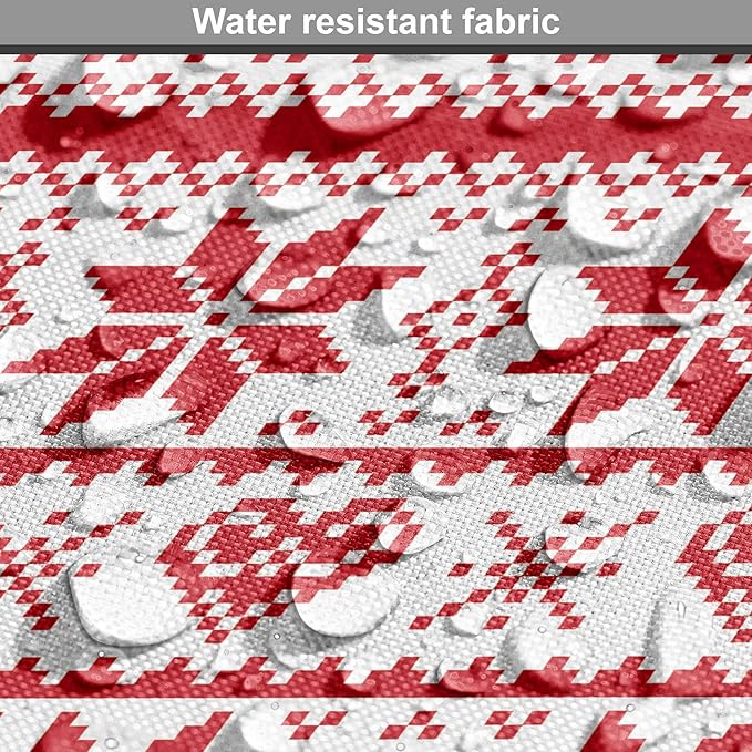 Ambesonne Christmas Dog Crate Cover, Scandinavian Tradition Fashion Nordic Borders Geometrical Pixel Retro Style, Easy to Use Pet Kennel Cover for Small Dogs Puppies Kittens, 18 Inch, Orange White