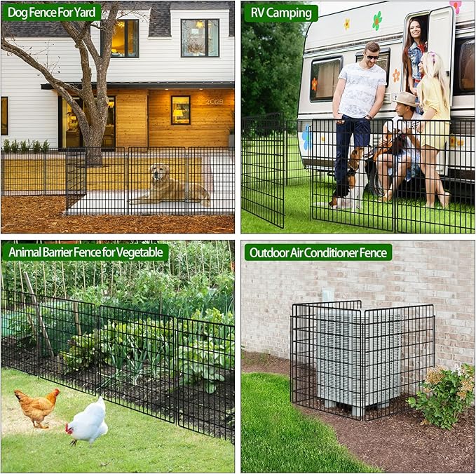 15 Panels Garden Fencing Animal Barrier with Lock, 33 in(H) X 36 ft(L) Dog Fence Outdoor for Yard Rustproof No Dig Decorative Tall Garden Fences Metal Wire Panel Border Rabbit Ground Stakes Fencing