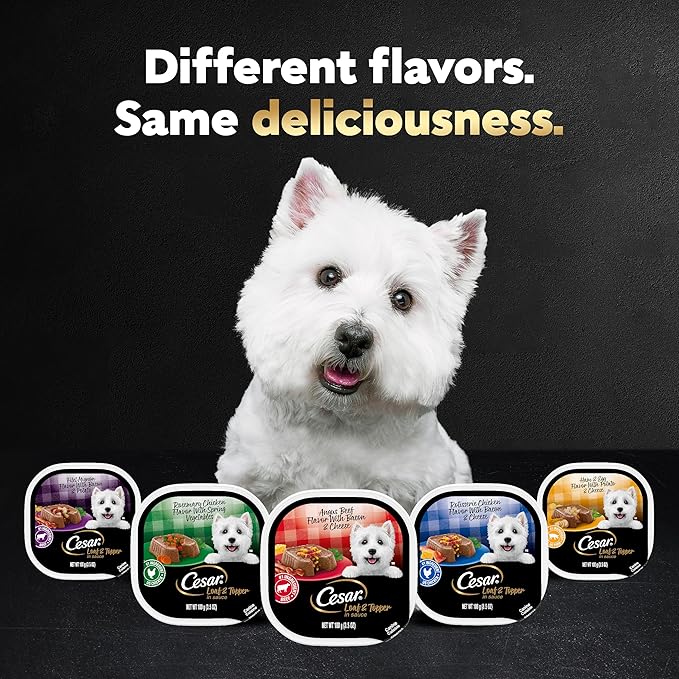 Cesar Wet Dog Food Loaf in Sauce Bacon Feast Variety Pack, 3.5 oz. Easy Peel Trays (12 Count, Pack of 2)