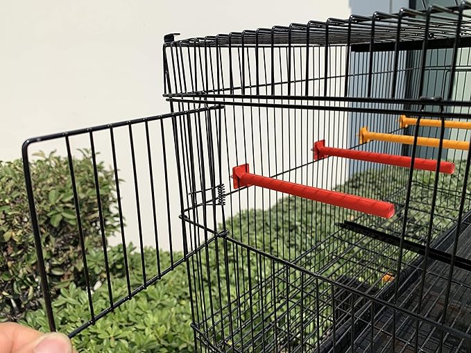 Seny Lot of 4 Stackable Breeding Bird Cage for Canary Finch Small Birds (Black)