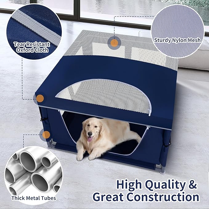 Dog Kitten Playpen with Cover for Cat Indoor, 42x42 x25.5 Puppy Playpen for Small Pet with See-Through Topper Proof Enclosed Door Dog Pen, Sturdy Warm Protable Playpen Pen for Cat