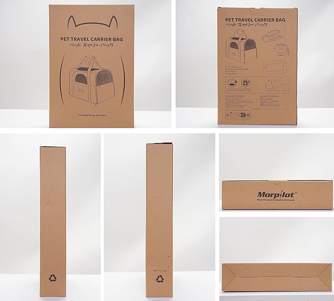 Morpilot Pet Carrier Bag, Portable Cat Carrier Bag Top Opening, Removable Mat and Breathable Mesh, Foldable Cat Carrier Transport Bag for Dogs and Cats, with Shoulder Strap and Pet Bowl Gray