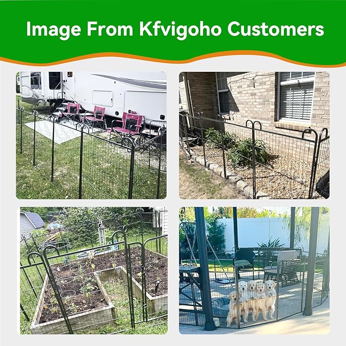 Dog Playpen Outdoor 12 Piece Panels Heavy Duty Dog Fence 47" Height Anti-Rust with Doors Portable for RV Camping Yard, Total 27FT, 58 Sq.ft, Snowy Black