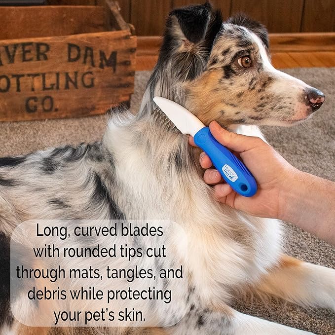 2 In 1 Dematting Razor Comb and 37 Pin Detangling Pet Comb Set - Removes Knots, Matted Fur, & Tangles Gently For Dogs & Cats
