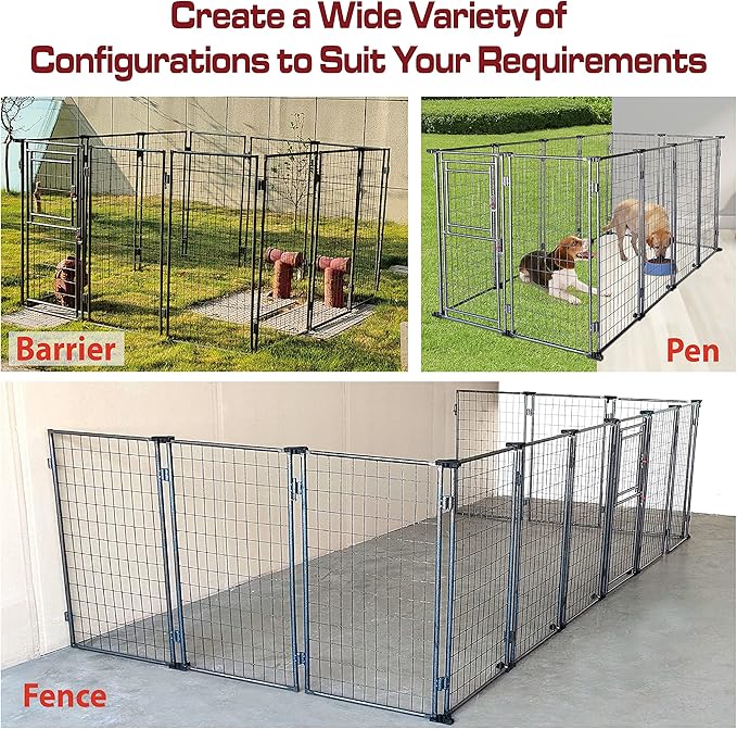 8'*4'*5' Dog Kennel Outdoor with Roof Cover for Large Dogs Heavy Duty Dog Fence Welded Wire Catio Retriever Dog Playpen