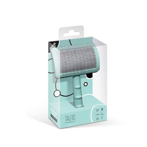 Dog Brush for Shedding Long and Short Hair, Plastic Soft Slicker for Grooming Haired Dogs and Cats, Flexible Cushion and Non-Slip Grip, Rectangular, 4,13 x 6,29 inch, Mint